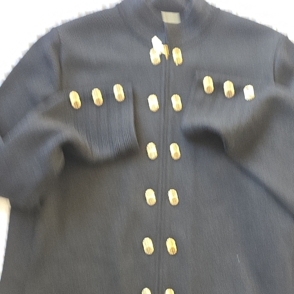 St. John Elegant Black Zip Military Cardigan Coat with Gold  Size 12 - Picture 7 of 16